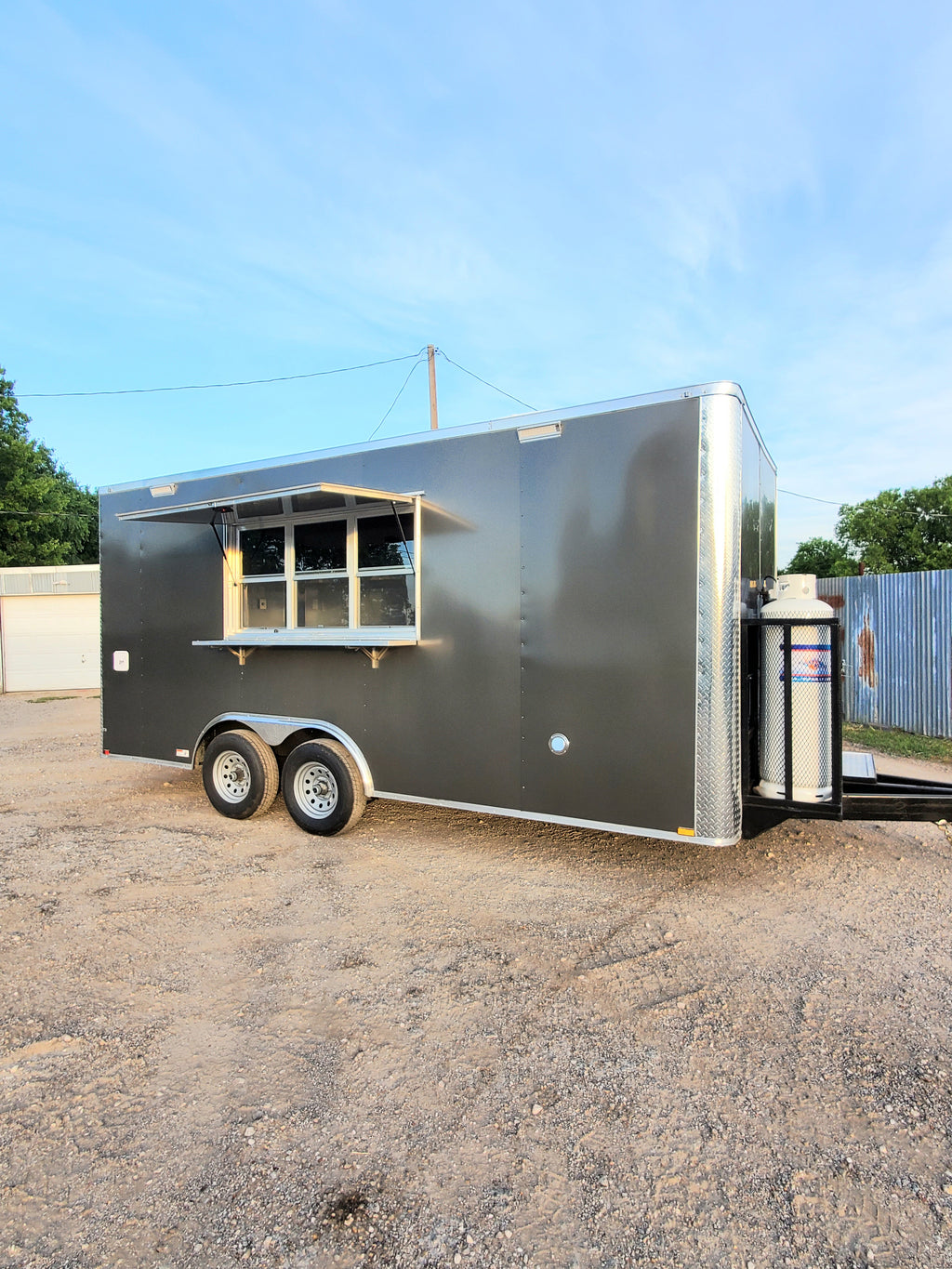 18 Ft Charcoal Gray Cooking Trailer