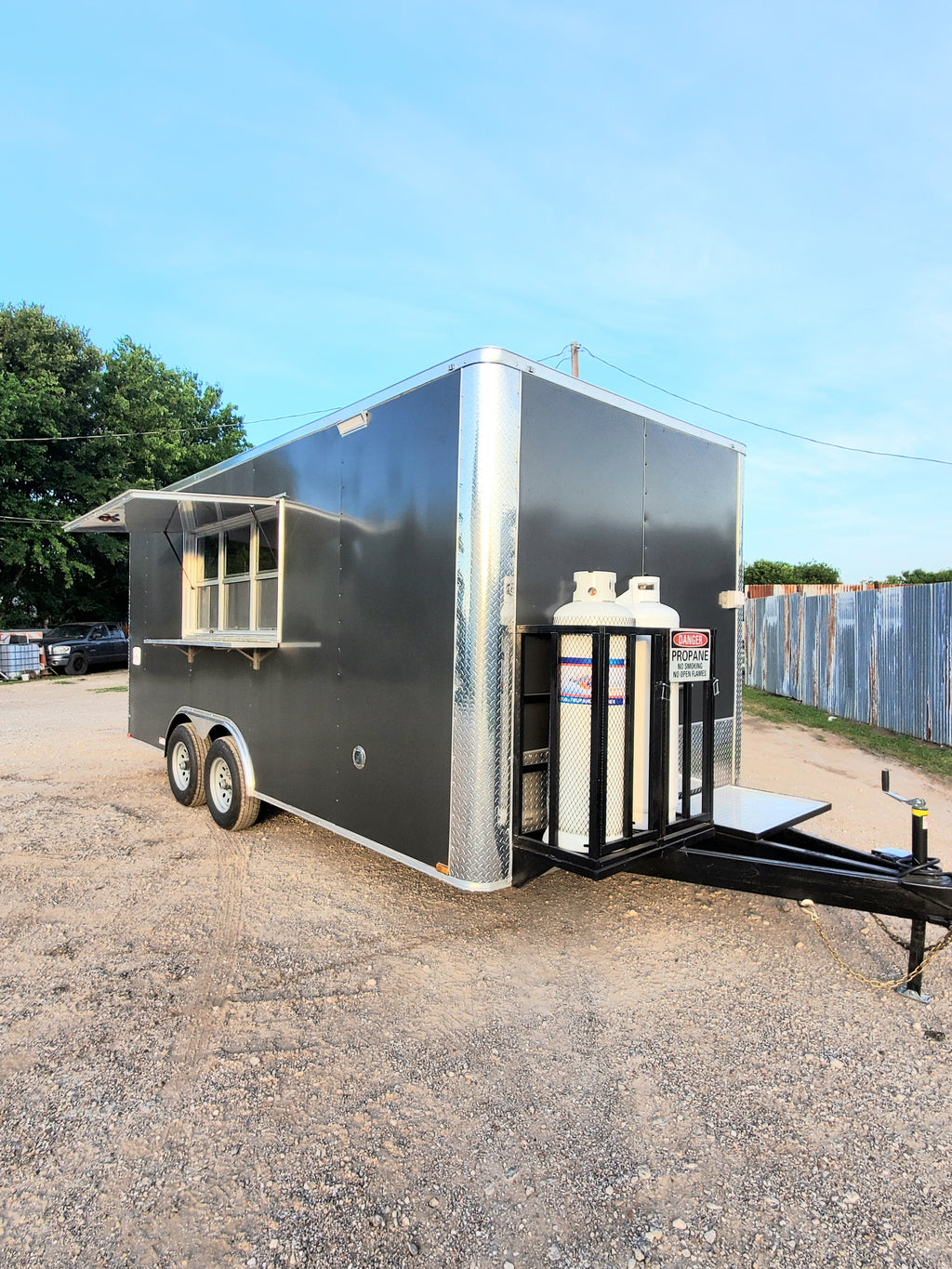 18 Ft Charcoal Gray Cooking Trailer