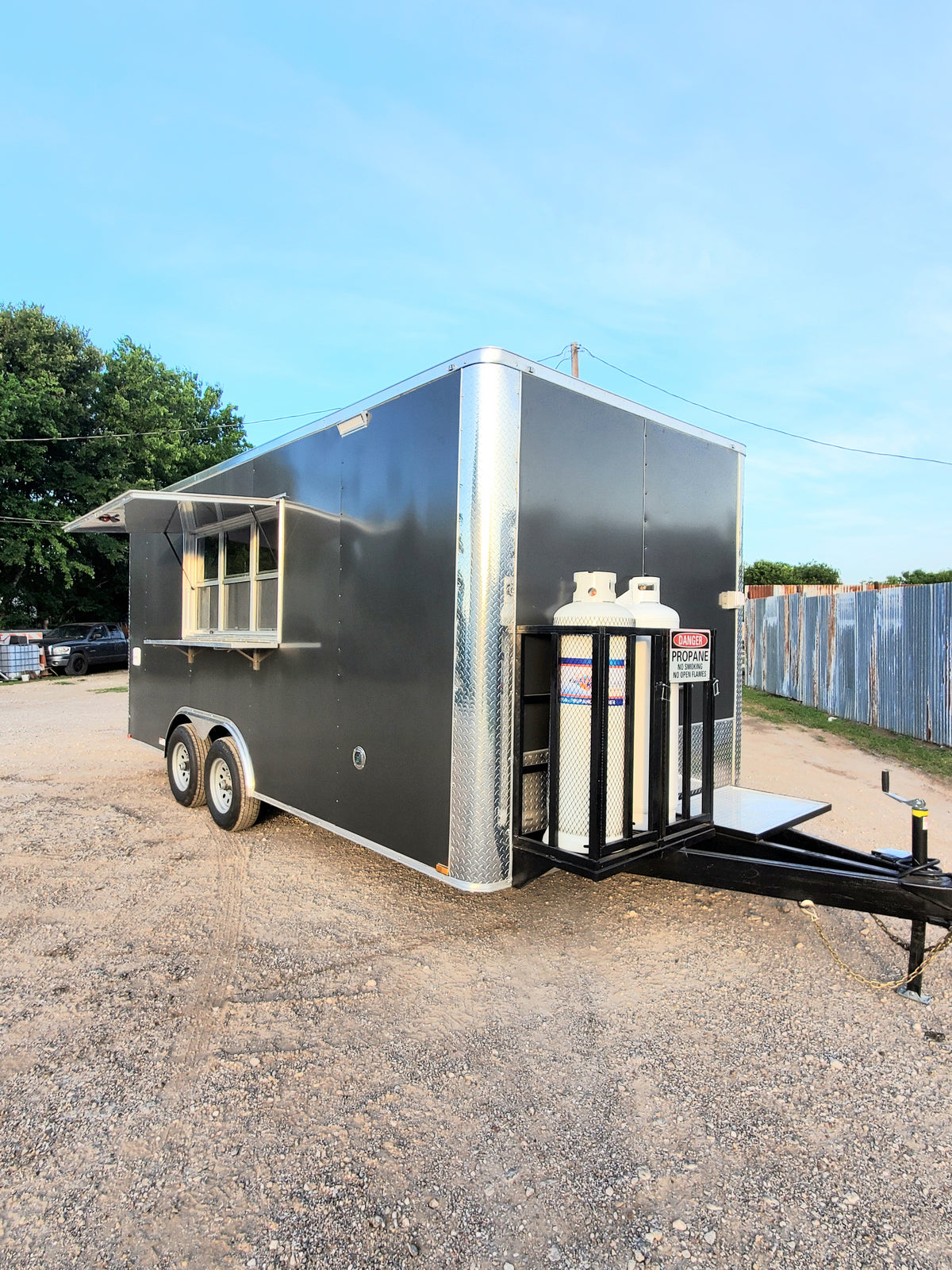 18 Ft Charcoal Gray Cooking Trailer