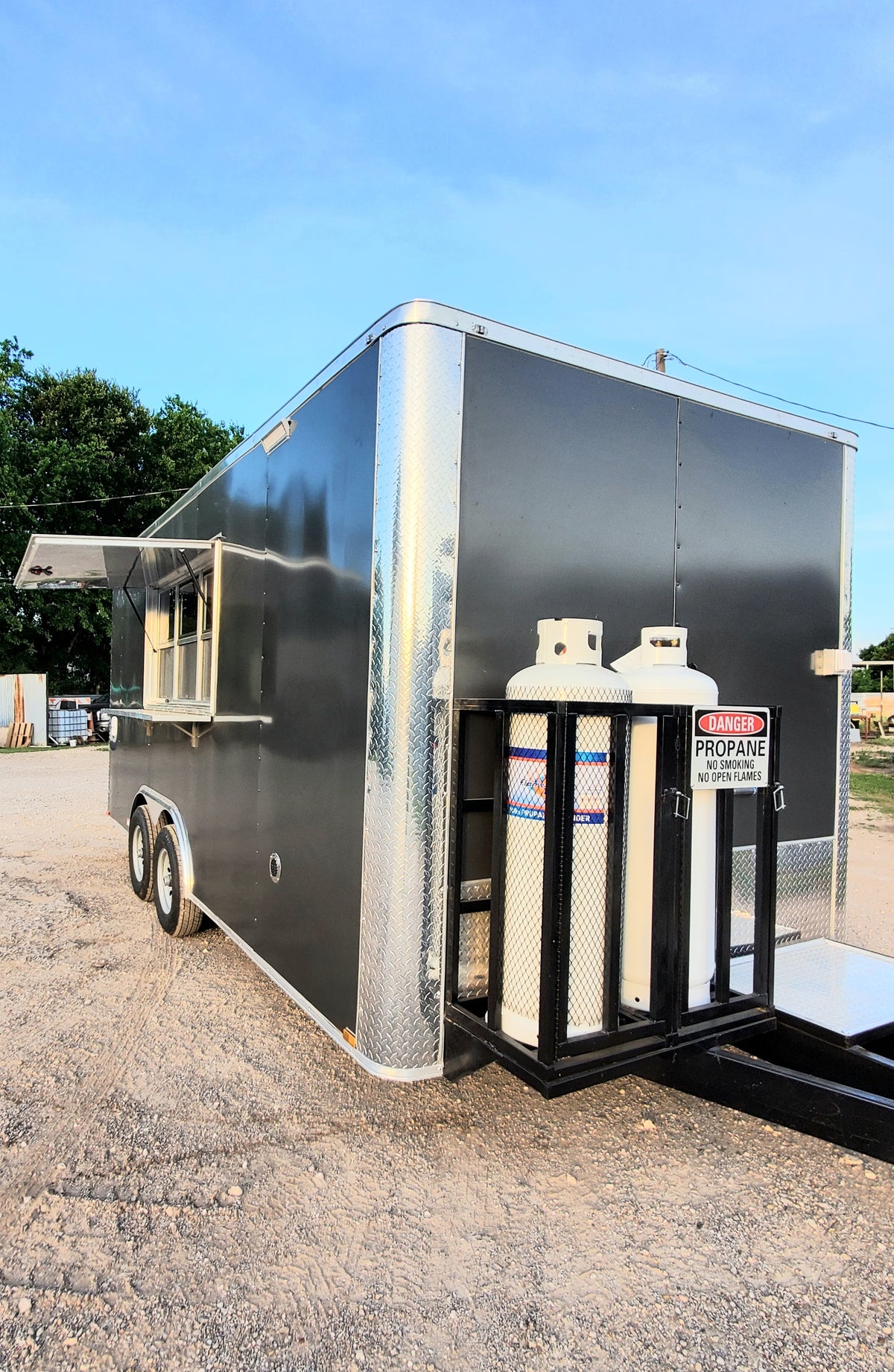 18 Ft Charcoal Gray Cooking Trailer