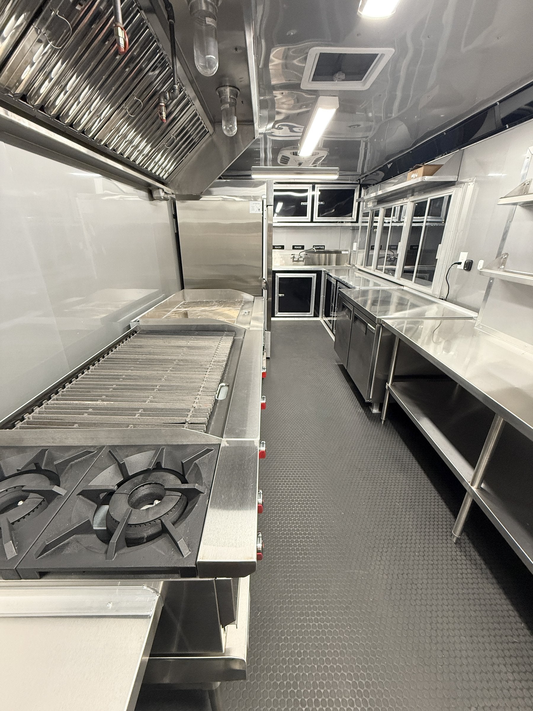 26 FT concession porch trailer, fully loaded, interior cook line detail