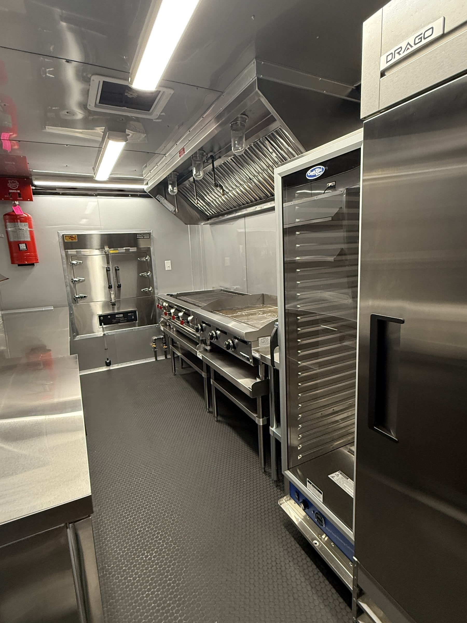 26 FT concession porch trailer, fully loaded, interior reach-in refrigerator and warming cabinet