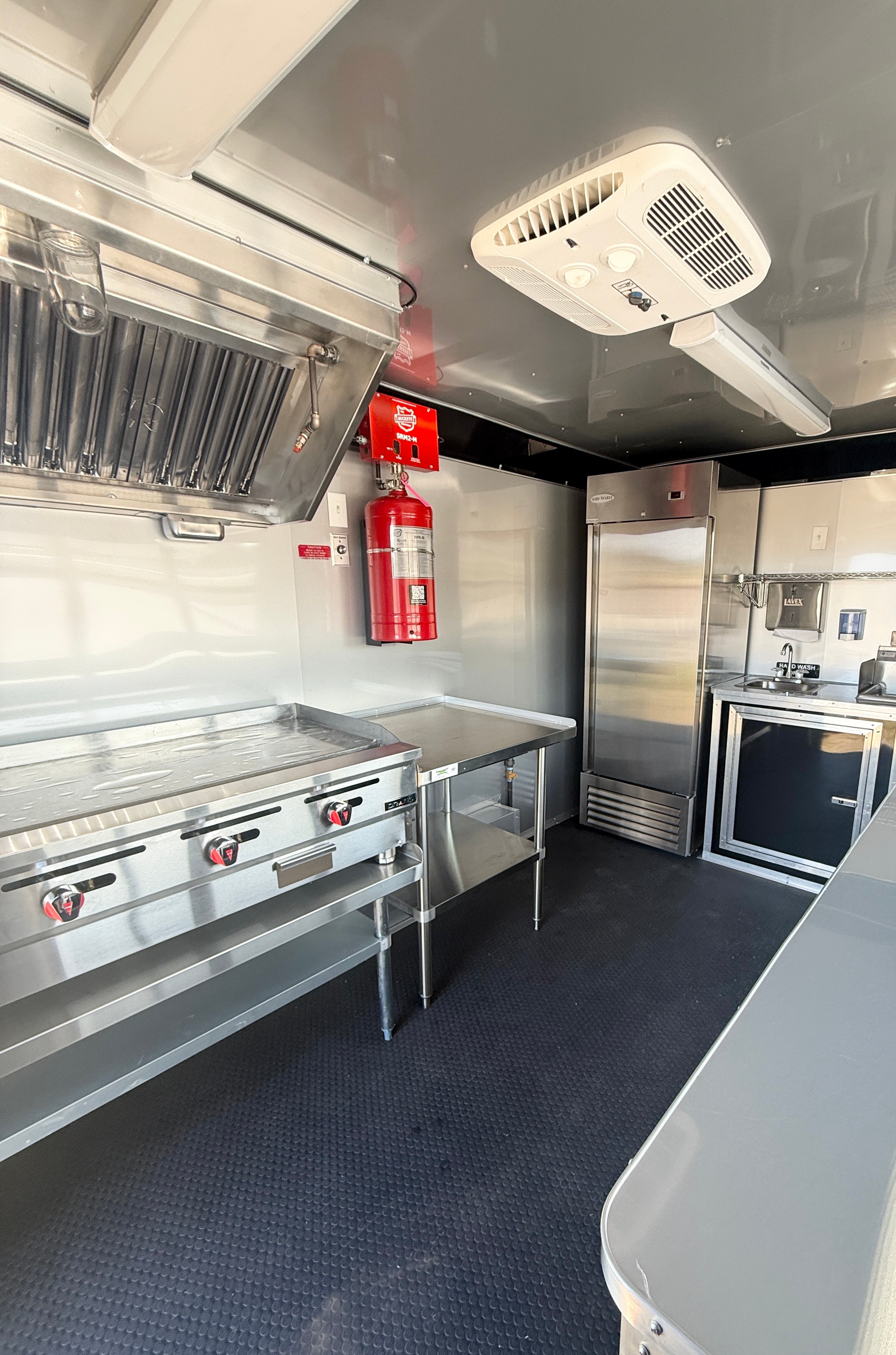 12 FT Blue Blackout Cooking Concession Trailer
