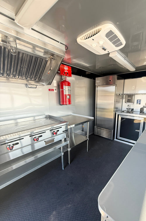12 FT Blue Blackout Cooking Concession Trailer