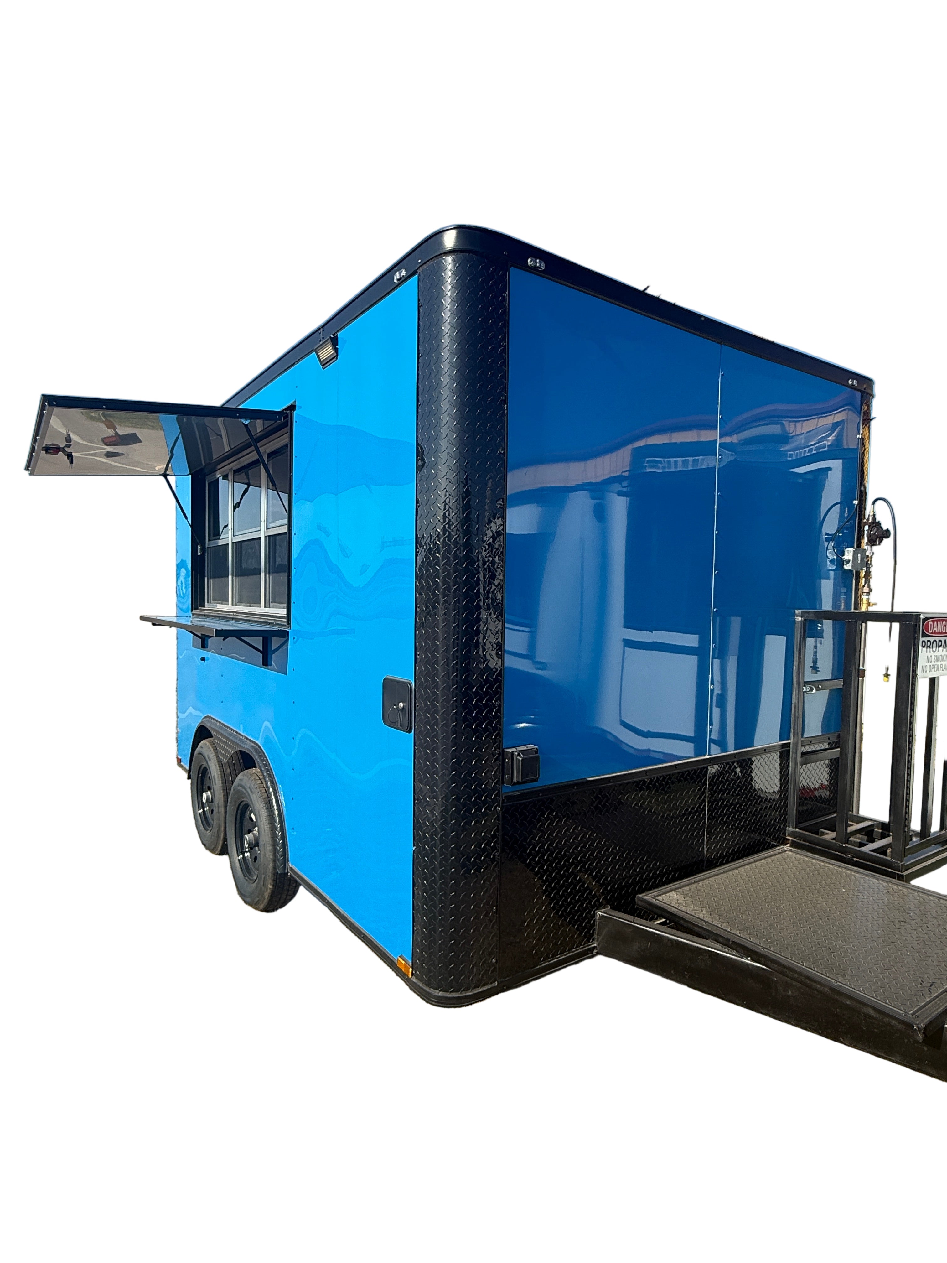 12 FT Blue Blackout Cooking Concession Trailer