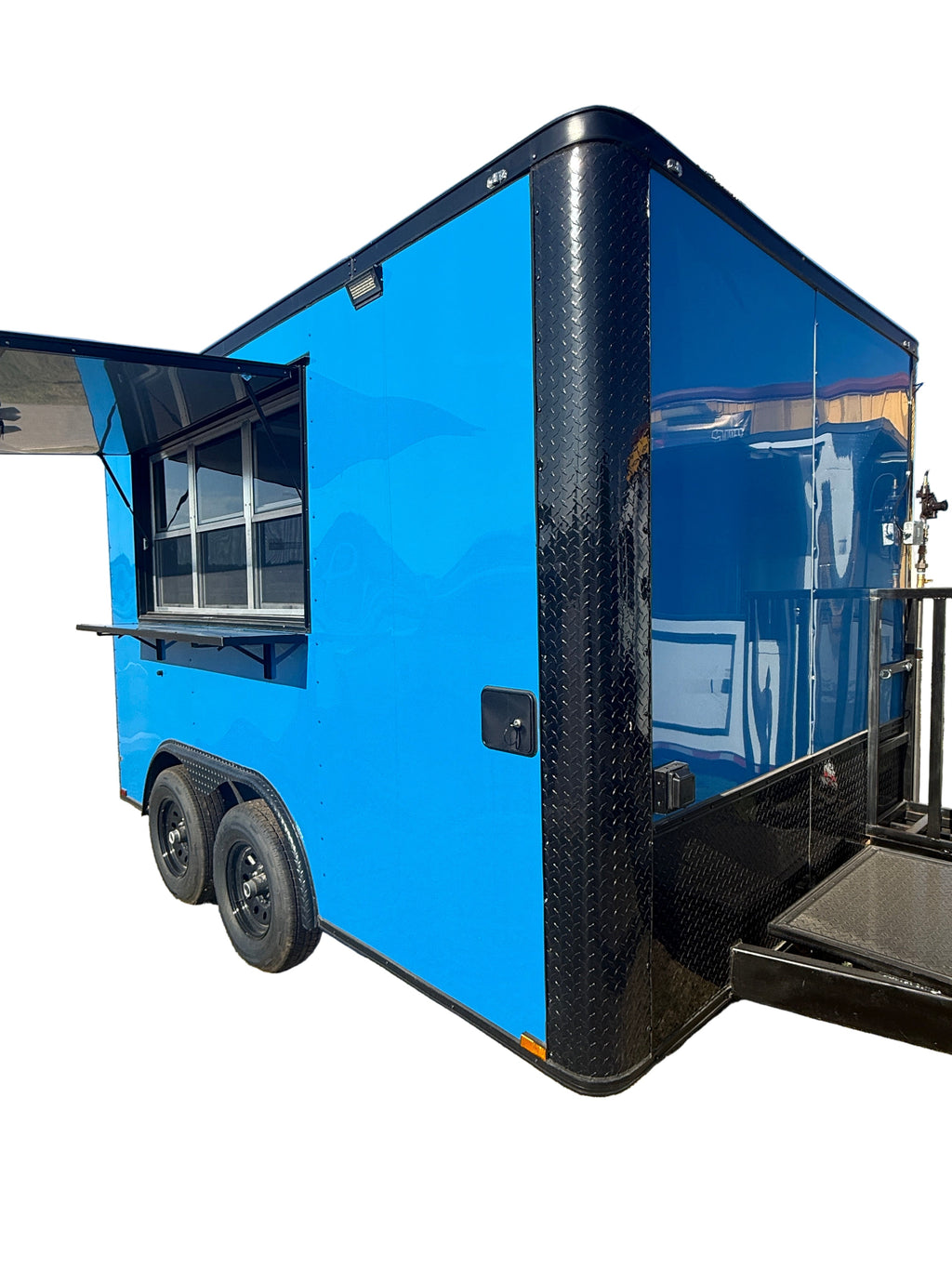 12 FT Blue Blackout Cooking Concession Trailer