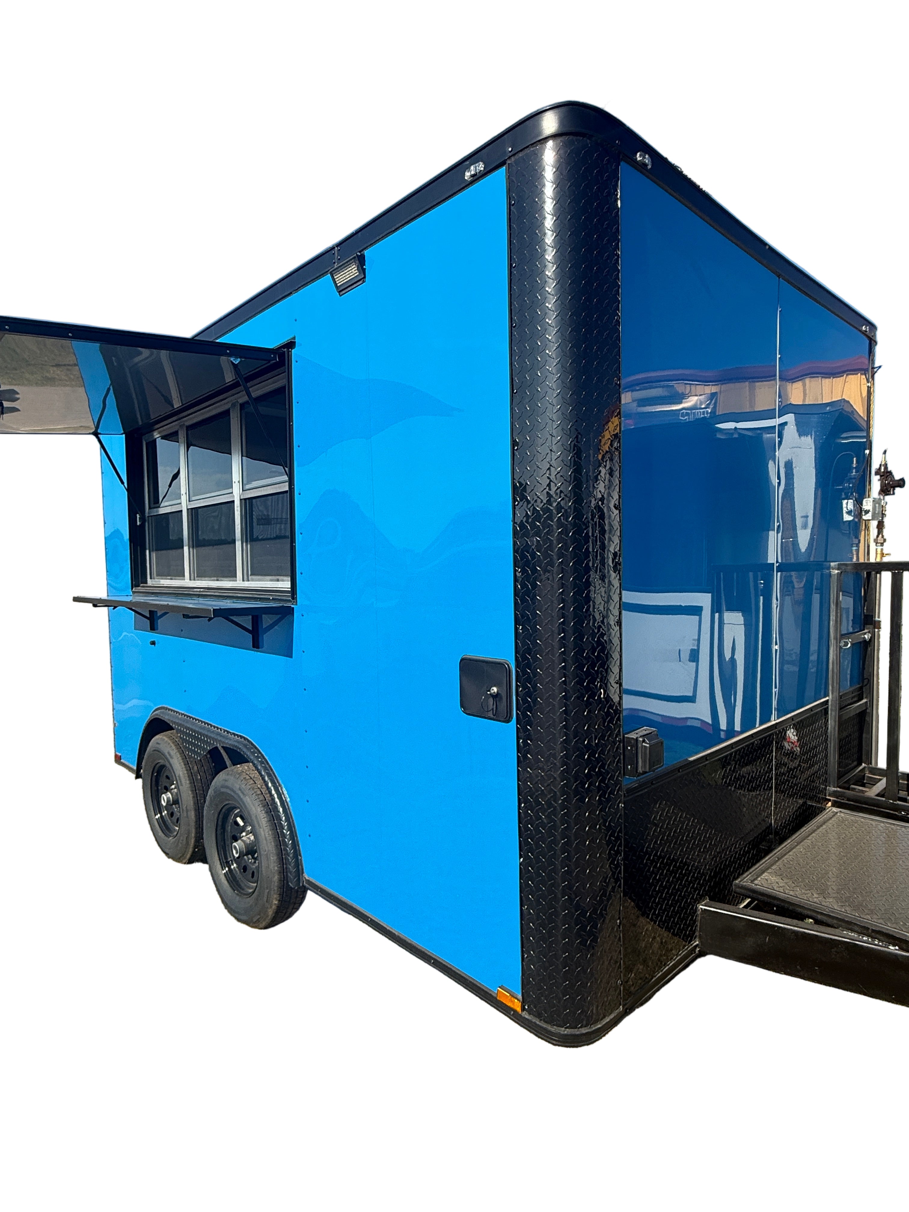 12 FT Blue Blackout Cooking Concession Trailer
