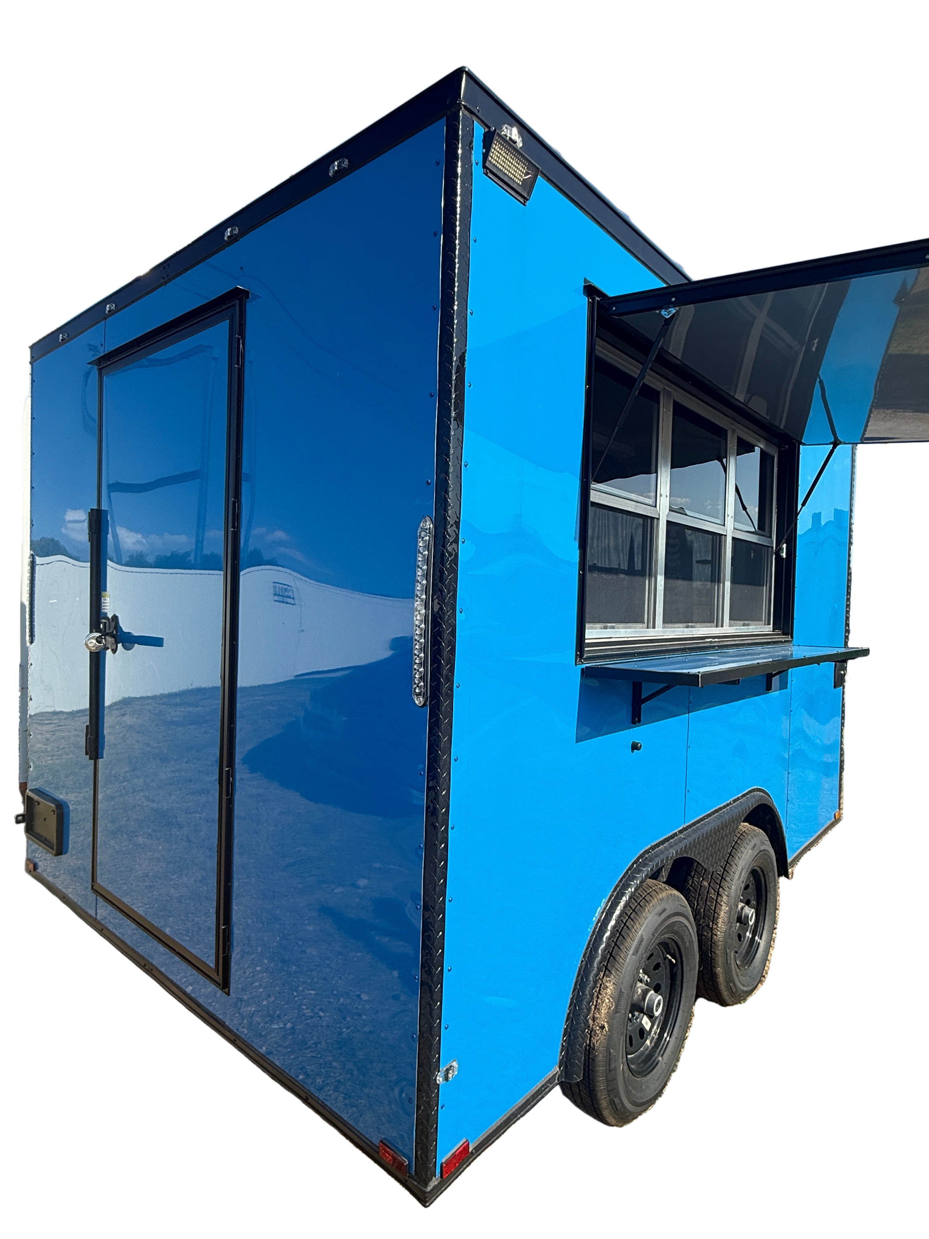 12 FT Blue Blackout Cooking Concession Trailer