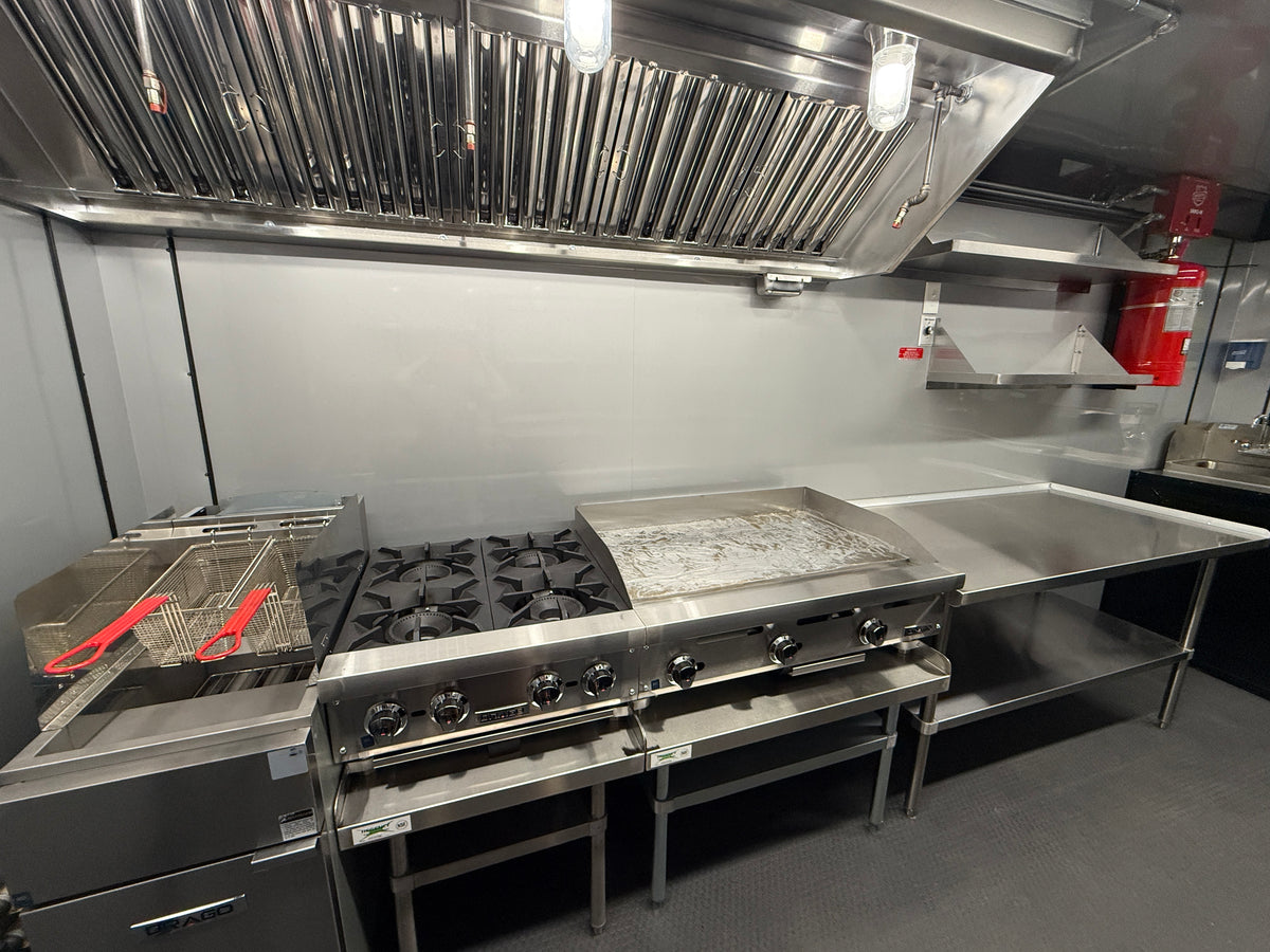 16 Ft Black Blackout Cooking Trailer