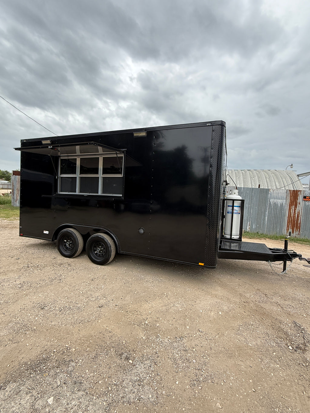 16 Ft Black Blackout Cooking Trailer