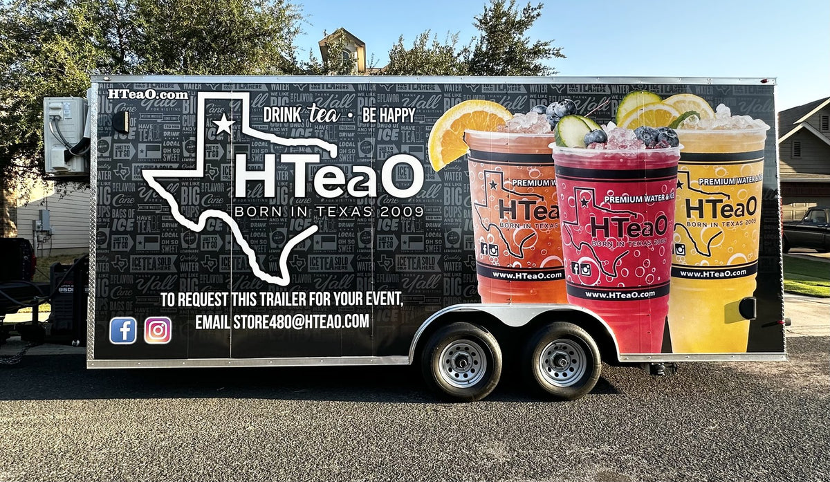 HTeaO branded beverage trailer, financed through a Texas Built lending partner
